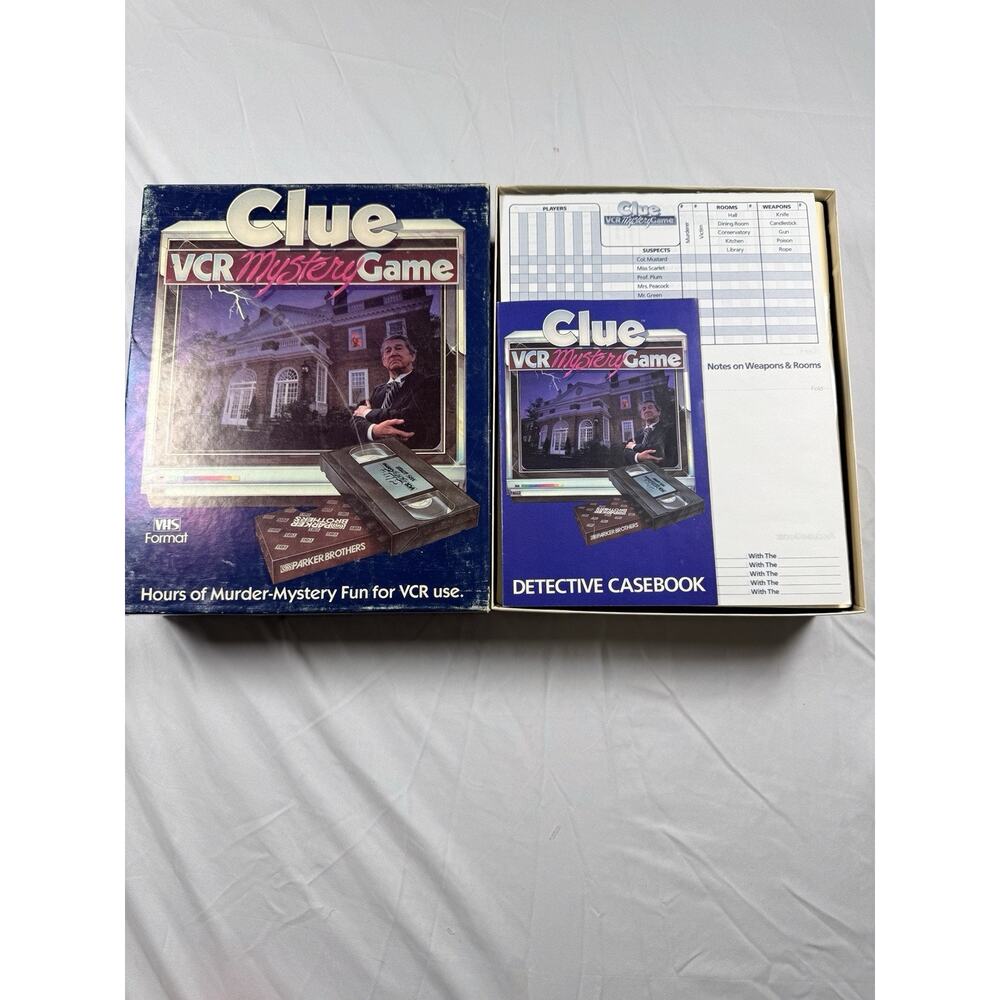 Clue VCR Mystery Game Parker Brothers 1985 VHS Vintage Board Game Near Complete